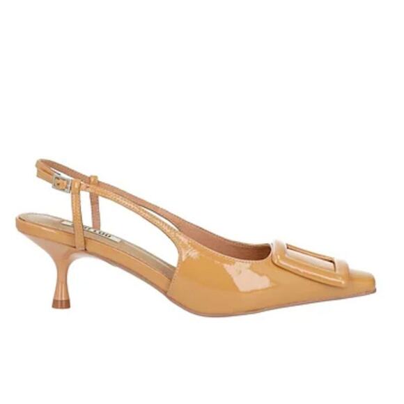 Anthropologie Bibi Lou Patent Leather Pumps Camel Size 38 US 7.5 Beige NEW - Picture 1 of 12
